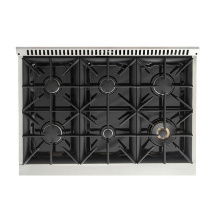 Kucht 36" Pro-Style Propane Gas Dual Fuel Range in Black with Rose Gold Accents, KDF362/LP-K-ROSE - KDF362/LP-K-ROSE