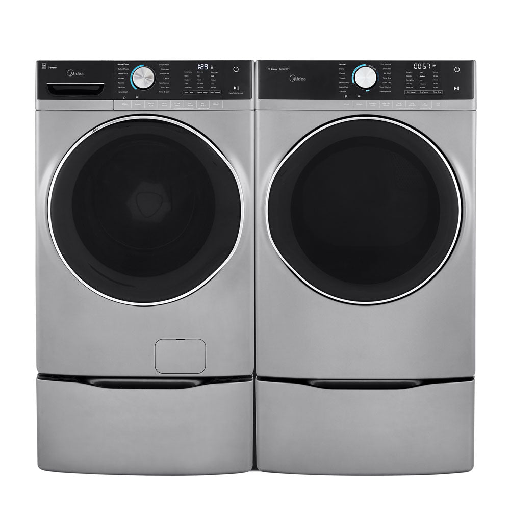 Midea 8.0 Cu. Ft. Front Load Gas Dryer in Graphite Silver - MLG52S7AGS