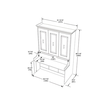 Murphy Bed With Desk, Full Size, Coventry Walnut by Leto Muro