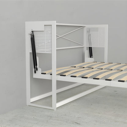 Murphy Bed With Desk & 2 Storage Cabinets, Double Size, White by Leto Muro
