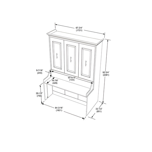 Murphy Bed With Desk, Queen Size, Coventry Walnut by Leto Muro